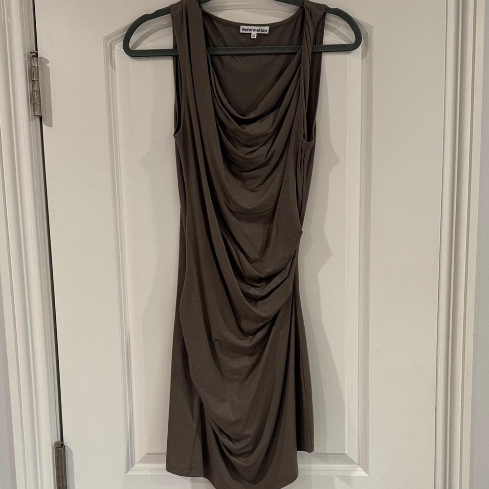 Reformation cowl neck mini dress